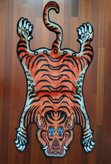 Silk Tibetan Tiger Rug - Orange