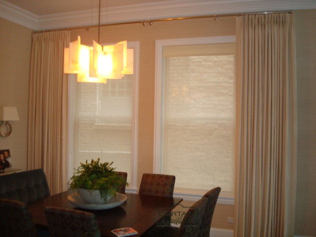 Drapery + Sheer Roller Shades- Curtain Couture & Lisa Wolfe Design