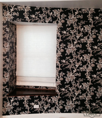 Elegant Marlowe Floral Wallpaper by Ralph Lauren. Wallpaper Installation by Curtain Couture.