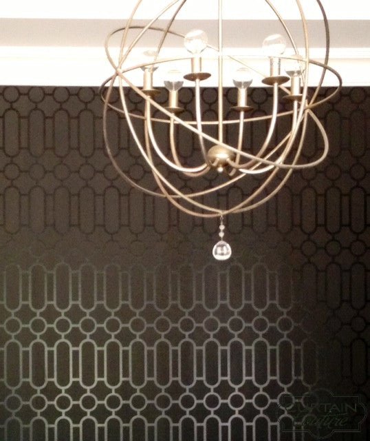 Contemporary Geometric Wallpaper from Designers Guild. Wallpaper Installation by Curtain Couture.