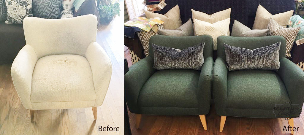 Before and After pictures / Reupholstered 2 chairs